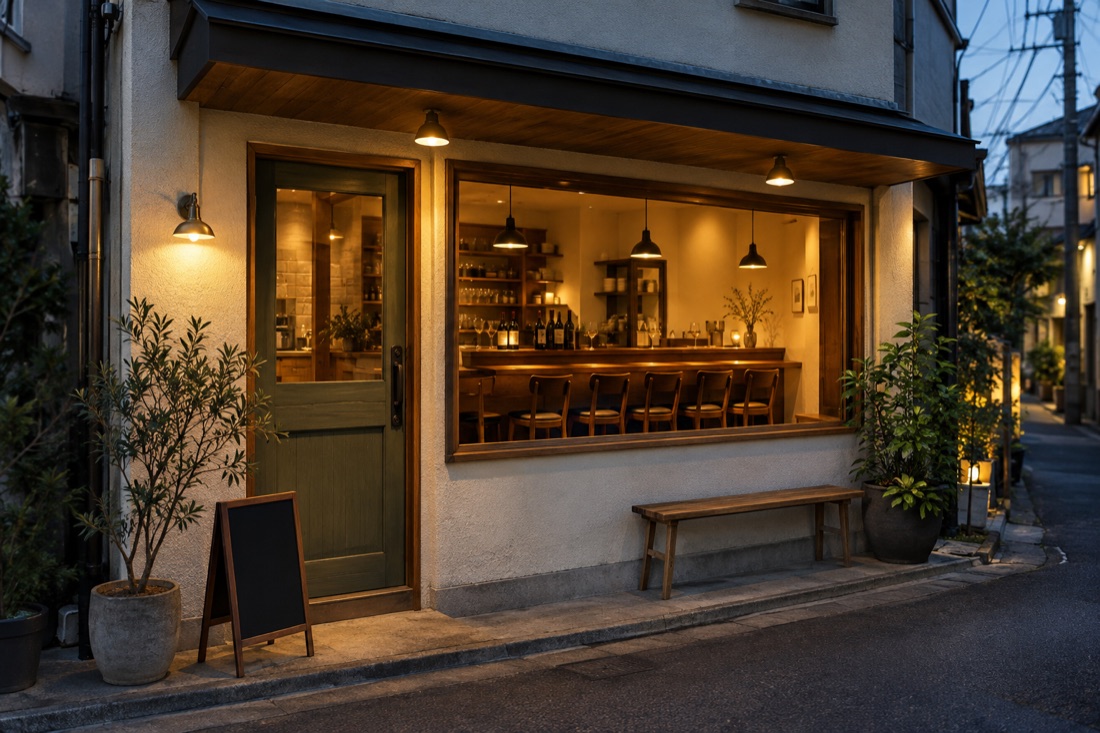 内見する小規模店舗のAI生成イメージ